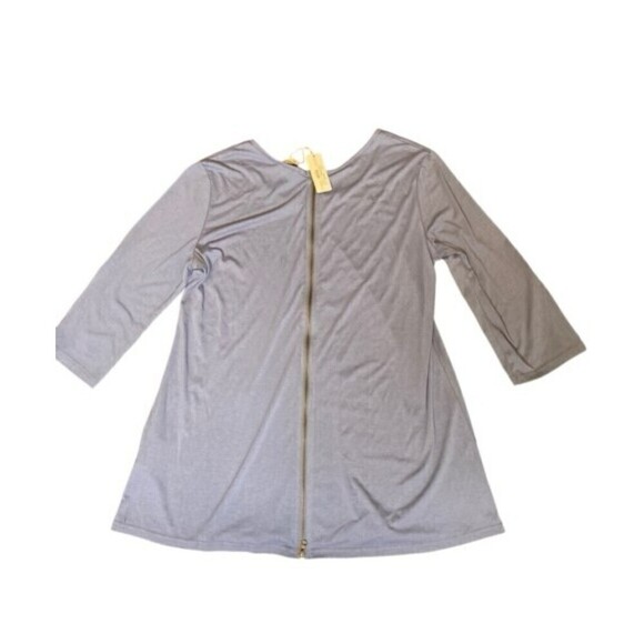 Simply Noelle Blouse Women XXL Blue Tunic Crew Neck Zip Back & Sleeves NWTs - Picture 2 of 3